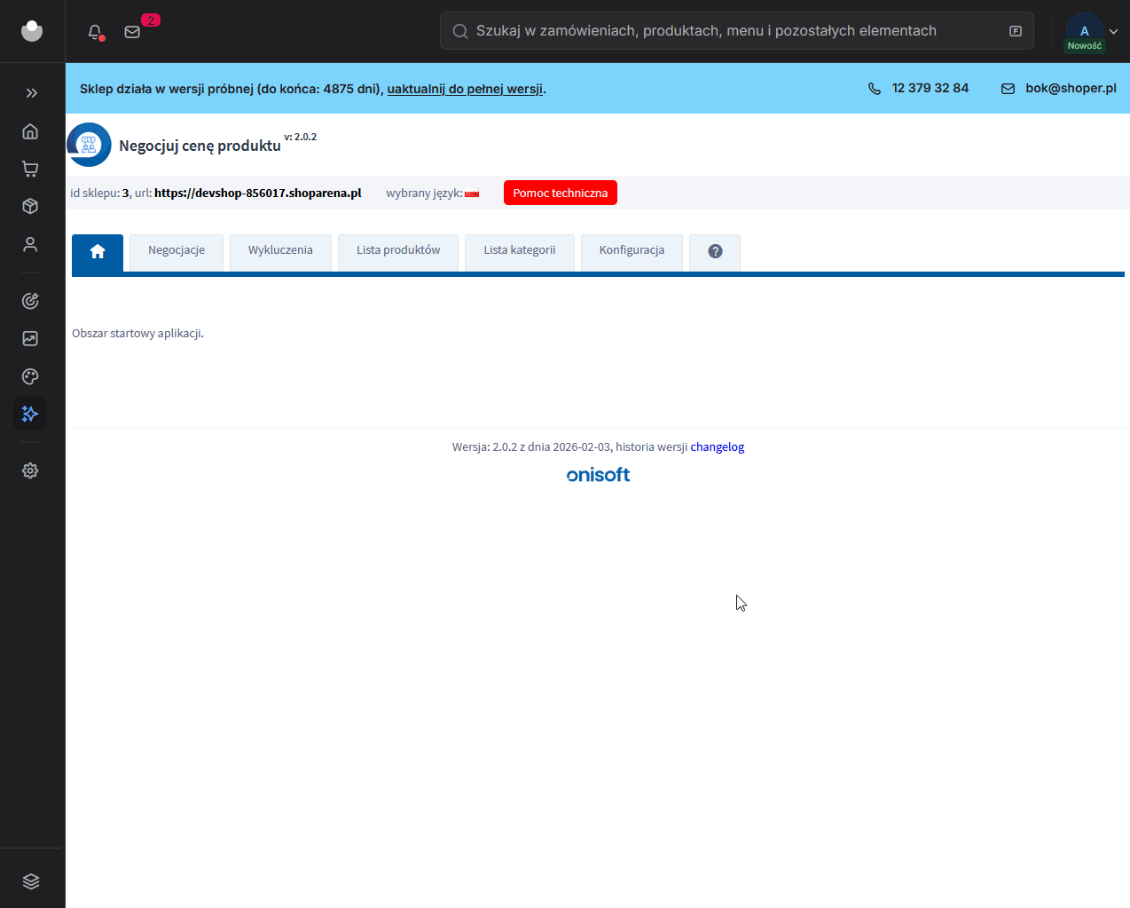 Opcje email